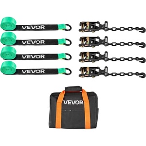 image:imageVEVOR Ratchet Tie Down Straps Kit 2 x 120 Tire Straps 5512 LBS Working Load 11023 LBS Breaking Strength Car Tie Down Straps with Snap Hooks for Passenger Car Truck Trailer 4PackTireStyle with Heavy Duty HookGreen