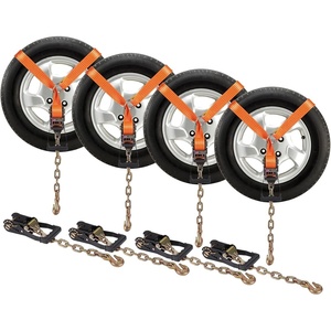 image:imageVEVOR Ratchet Tie Down Straps Kit 2 x 120 Tire Straps 5512 LBS Working Load 11023 LBS Breaking Strength Car Tie Down Straps with Snap Hooks for Passenger Car Truck Trailer 4PackLassoStyle with Heavy Duty Hook