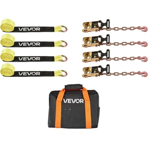 image:imageVEVOR Ratchet Tie Down Straps Kit 2 x 120 Tire Straps 5512 LBS Working Load 11023 LBS Breaking Strength Car Tie Down Straps with Snap Hooks for Passenger Car Truck Trailer 4PackTireStyle with Heavy Duty HookYellow