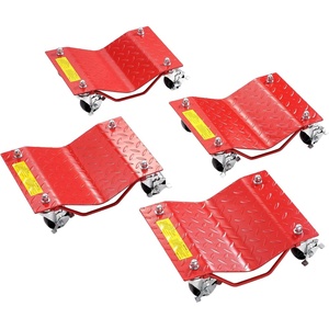 image:imageVEVOR Wheel Dolly 8000 lbs Capacity HeavyDuty Steel Car Mover Wheel Dolly Car Tire Stake Set with Brakes Vehicle Moving Cart Moving Cars Trucks Trailers Motorcycles and Boats Set of 4 RedRed