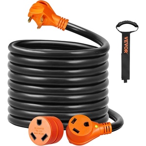 image:imageVEVOR 15 ft Extension 50 Amp Heavy Duty STW Power Cord 1450R Female NEMA 1450P Male Plug with LED Indicator Handle 15A Adapter for RVs trams generators Campers ETL Listed 50ABlack