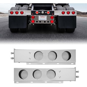 image:imageVEVOR Chrome Straight Spring Loaded Mud Flap Hangers 118 Bolt Spacing Mudflap Hangers for Semi Trucks 1 Pair Heavy Duty Semi Truck Mud Flap Hanger Set with Reflective Strips SilverSilver  Light Hole 212 Bolt Spacing