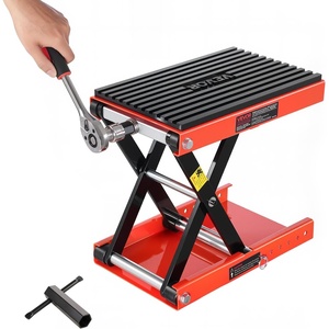 image:imageVEVOR Motorcycle Lift 1100 LBS Motorcycle Lift ATV Scissor Lift Jack with Dolly amp Hand Crank Center Hoist Crank Stand with Wide Deck amp Tool Tray for Street Bikes Cruiser Bikes Touring Motorcycles1200 lbsScissorwith Ratchet and Crank
