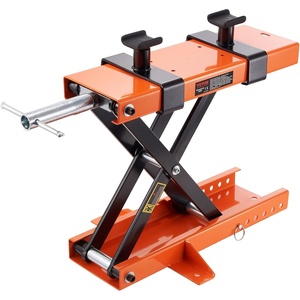 image:imageVEVOR Motorcycle Lift 1100 LBS Motorcycle Lift ATV Scissor Lift Jack with Dolly amp Hand Crank Center Hoist Crank Stand with Wide Deck amp Tool Tray for Street Bikes Cruiser Bikes Touring Motorcycles1100 lbsScissorwith Saddle  Safety Pin