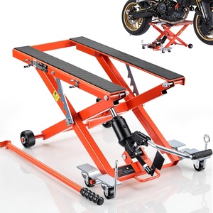 image:imageVEVOR Motorcycle Lift 1100 LBS Motorcycle Lift ATV Scissor Lift Jack with Dolly amp Hand Crank Center Hoist Crank Stand with Wide Deck amp Tool Tray for Street Bikes Cruiser Bikes Touring Motorcycles1100 lbsHydraulicwith 6 Wheels