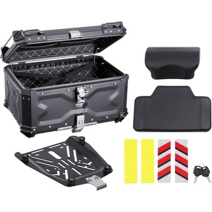 image:imageVEVOR Motorcycle Top Case 45L Universal Aluminum Alloy Motorbike Tail Box with Leather Lining 45L Waterproof Detachable Motorcycle Top Box with Lock amp Back Cushion Fit for 99 of Motorcycle Frames65 L