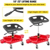 image:imageVEVOR Rolling Garage Stool 300LBS Capacity Adjustable Height from 24 in to 287 in Mechanic Seat with 360degree Swivel Wheels and Tool Tray for Workshop Auto Repair Shop YellowRed