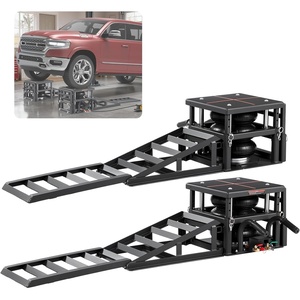 image:imageVEVOR Air Hydraulic Jack Car Ramps 2PCS 11023 lbs5 Ton Capacity 126 inch Max Height Pneumatic Ramp Jacks with Airbags Wheel Chocks Extension Ramps Heightened Columns HeavyDuty