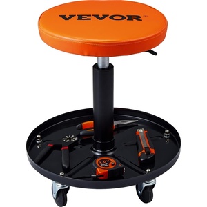 image:imageVEVOR Mechanic Stool 250 LBS Rolling Pneumatic Creeper GarageShop Seat Adjustable Height 1622 inch in Padded Rolling Workshop Stool with Tool Tray for Garage Shop Auto Repair BlackOrange