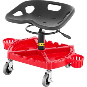 image:imageVEVOR Rolling Garage Stool 300LBS Capacity Adjustable Height from 24 in to 287 in Mechanic Seat with 360degree Swivel Wheels and Tool Tray for Workshop Auto Repair Shop YellowRed