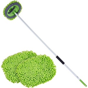 image:imageVEVOR Car Wash Brush 62Inch Extendable Car Washing Brush with Long Handle Soft Chenille Fiber Car Wash Mop Mitt 180 Rotatable Car Cleaning Brush with 1 Replacement Mop for Car RV Window FloorSoft Chenille Fiber head