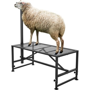 image:imageVEVOR Goat Milking Stand  Deluxe Adjustable 51x23 inch Premier Metal Livestock Stand Durable Headpiece and Nose Loop Height Adjustable 21 to 33 Ideal for Horned Farm Animals WhiteBlack 47x23inch Goat Stand