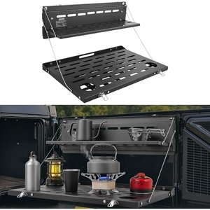 image:imageVEVOR Tailgate Table for Jeep Wrangler JL 2019  Present Carbon Steel Foldable Molle Panel DoubleLayer Drop Down Table Rear Cargo Storage Rack Shelf Luggage Holder Carrier Camping AccessoriesFord Bronco20212025