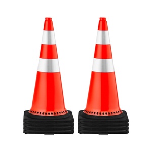 image:imageVEVOR Safety Cones 6 Pack 36 Traffic Cones PVC Orange Construction Cones with Reflective Collars and Black Weighted Base for Traffic Control Driveway Road Parking and School Improvement30
