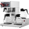 image:imageVEVOR 12 Cups Commercial Drip Coffee Maker Coffee Maker Machine with 3 Glass Carafes and 3 Warmer Plates Stainless Steel Pour Over Coffee Brewer with Auto Water Intake for Restaurant Office Cafe3 Warmer Plates  Auto Water Intake Yes
