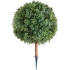 image:imageVEVOR 2 Pcs 20 Artificial Plant Topiary Ball Faux Boxwood Balls with 2 LED Light String AllYear Green Faux Plant Decorative Balls for Backyard BalconyGarden Wedding and Home Dcor27 Inchground Spike