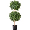 image:imageVEVOR Artificial Boxwood Topiary Tree 48 inch Tall 2 Pieces Triple BallShaped Faux Topiary Tree Green Faux Plant with Replaceable Leaves amp Pot for Decorative IndoorOutdoorHomeOfficeDouble Ball New