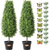 image:imageVEVOR Artificial Boxwood Topiary Tree 48 inch Tall 2 Pieces Triple BallShaped Faux Topiary Tree Green Faux Plant with Replaceable Leaves amp Pot for Decorative IndoorOutdoorHomeOfficeTowershaped