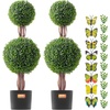 image:imageVEVOR Artificial Boxwood Topiary Tree 48 inch Tall 2 Pieces Triple BallShaped Faux Topiary Tree Green Faux Plant with Replaceable Leaves amp Pot for Decorative IndoorOutdoorHomeOffice2tier