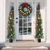 image:imageVEVOR Artificial Topiary Cedar Tree 48 inch Tall 2 Pieces with Extra Leaves amp Pot Faux Evergreen Fake Pine Cypress Trees Plant UV Rated Artificial Greenery Set for Home Decor IndoorOutdoor5FT
