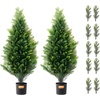 image:imageVEVOR Artificial Topiary Cedar Tree 48 inch Tall 2 Pieces with Extra Leaves amp Pot Faux Evergreen Fake Pine Cypress Trees Plant UV Rated Artificial Greenery Set for Home Decor IndoorOutdoor3ft