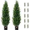 image:imageVEVOR Artificial Topiary Cedar Tree 48 inch Tall 2 Pieces with Extra Leaves amp Pot Faux Evergreen Fake Pine Cypress Trees Plant UV Rated Artificial Greenery Set for Home Decor IndoorOutdoor4ft