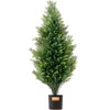 image:imageVEVOR Artificial Topiary Cedar Tree 48 inch Tall 2 Pieces with Extra Leaves amp Pot Faux Evergreen Fake Pine Cypress Trees Plant UV Rated Artificial Greenery Set for Home Decor IndoorOutdoor3ft