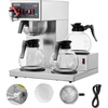 image:imageVEVOR 12 Cups Commercial Drip Coffee Maker Coffee Maker Machine with 3 Glass Carafes and 3 Warmer Plates Stainless Steel Pour Over Coffee Brewer with Auto Water Intake for Restaurant Office Cafe3 Warmer Plates  Auto Water Intake Yes