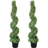 image:imageVEVOR Artificial Boxwood Spiral Topiary Trees 3ft Tall 2 Pieces Faux Plant Outdoor AllYear Green Fake Plant with Replaceable Leaves for DecorativeIndoorPorchGarden4ft