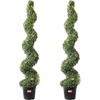 image:imageVEVOR Artificial Boxwood Spiral Topiary Trees 3ft Tall 2 Pieces Faux Plant Outdoor AllYear Green Fake Plant with Replaceable Leaves for DecorativeIndoorPorchGarden5ft