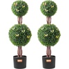 image:imageVEVOR Artificial Boxwood Topiary Tree 48 inch Tall 2 Pieces Triple BallShaped Faux Topiary Tree Green Faux Plant with Replaceable Leaves amp Pot for Decorative IndoorOutdoorHomeOffice2tier