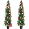 image:imageVEVOR Artificial Topiary Cedar Tree 48 inch Tall 2 Pieces with Extra Leaves amp Pot Faux Evergreen Fake Pine Cypress Trees Plant UV Rated Artificial Greenery Set for Home Decor IndoorOutdoor5FT