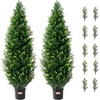 image:imageVEVOR Artificial Topiary Cedar Tree 48 inch Tall 2 Pieces with Extra Leaves amp Pot Faux Evergreen Fake Pine Cypress Trees Plant UV Rated Artificial Greenery Set for Home Decor IndoorOutdoor4ft