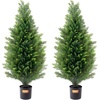 image:imageVEVOR Artificial Topiary Cedar Tree 48 inch Tall 2 Pieces with Extra Leaves amp Pot Faux Evergreen Fake Pine Cypress Trees Plant UV Rated Artificial Greenery Set for Home Decor IndoorOutdoor3ft