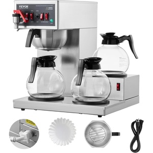 image:imageVEVOR 12 Cups Commercial Drip Coffee Maker Coffee Maker Machine with 3 Glass Carafes and 3 Warmer Plates Stainless Steel Pour Over Coffee Brewer with Auto Water Intake for Restaurant Office Cafe3 Warmer Plates  Auto Water Intake Yes