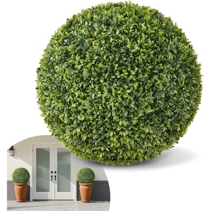 image:imageVEVOR 2 Pcs 20 Artificial Plant Topiary Ball Faux Boxwood Balls with 2 LED Light String AllYear Green Faux Plant Decorative Balls for Backyard BalconyGarden Wedding and Home Dcor23inchball