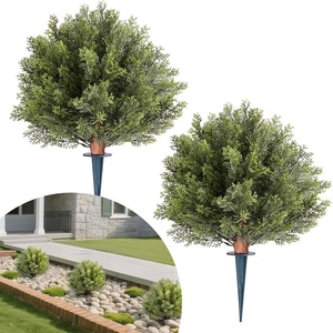 image:imageVEVOR 2 Pcs 20 Artificial Plant Topiary Ball Faux Boxwood Balls with 2 LED Light String AllYear Green Faux Plant Decorative Balls for Backyard BalconyGarden Wedding and Home Dcor16 Inchground Spike