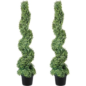 image:imageVEVOR Artificial Boxwood Spiral Topiary Trees 3ft Tall 2 Pieces Faux Plant Outdoor AllYear Green Fake Plant with Replaceable Leaves for DecorativeIndoorPorchGarden4ft