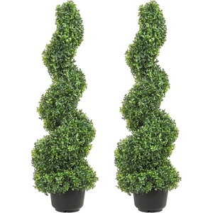 image:imageVEVOR Artificial Boxwood Spiral Topiary Trees 3ft Tall 2 Pieces Faux Plant Outdoor AllYear Green Fake Plant with Replaceable Leaves for DecorativeIndoorPorchGarden3ft