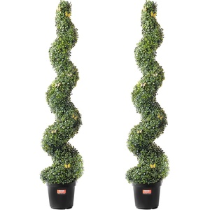 image:imageVEVOR Artificial Boxwood Spiral Topiary Trees 3ft Tall 2 Pieces Faux Plant Outdoor AllYear Green Fake Plant with Replaceable Leaves for DecorativeIndoorPorchGarden5ft