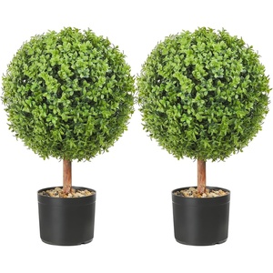 image:imageVEVOR Artificial Boxwood Topiary Tree 48 inch Tall 2 Pieces Triple BallShaped Faux Topiary Tree Green Faux Plant with Replaceable Leaves amp Pot for Decorative IndoorOutdoorHomeOffice1tier