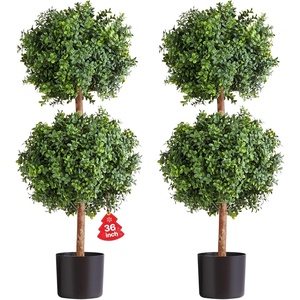 image:imageVEVOR Artificial Boxwood Topiary Tree 48 inch Tall 2 Pieces Triple BallShaped Faux Topiary Tree Green Faux Plant with Replaceable Leaves amp Pot for Decorative IndoorOutdoorHomeOfficeDouble Ball New