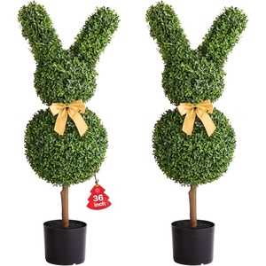 image:imageVEVOR Artificial Boxwood Topiary Tree 48 inch Tall 2 Pieces Triple BallShaped Faux Topiary Tree Green Faux Plant with Replaceable Leaves amp Pot for Decorative IndoorOutdoorHomeOfficeBunny