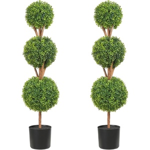 image:imageVEVOR Artificial Boxwood Topiary Tree 48 inch Tall 2 Pieces Triple BallShaped Faux Topiary Tree Green Faux Plant with Replaceable Leaves amp Pot for Decorative IndoorOutdoorHomeOffice3tier