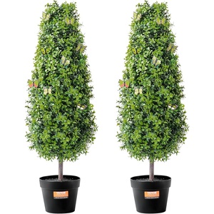 image:imageVEVOR Artificial Boxwood Topiary Tree 48 inch Tall 2 Pieces Triple BallShaped Faux Topiary Tree Green Faux Plant with Replaceable Leaves amp Pot for Decorative IndoorOutdoorHomeOfficeTowershaped