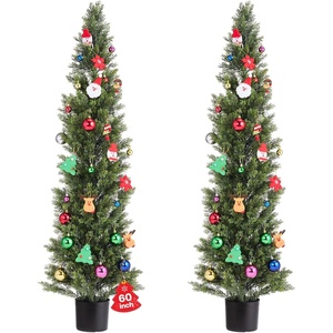 image:imageVEVOR Artificial Topiary Cedar Tree 48 inch Tall 2 Pieces with Extra Leaves amp Pot Faux Evergreen Fake Pine Cypress Trees Plant UV Rated Artificial Greenery Set for Home Decor IndoorOutdoor5FT