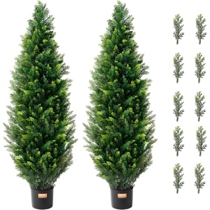 image:imageVEVOR Artificial Topiary Cedar Tree 48 inch Tall 2 Pieces with Extra Leaves amp Pot Faux Evergreen Fake Pine Cypress Trees Plant UV Rated Artificial Greenery Set for Home Decor IndoorOutdoor4ft