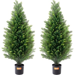 image:imageVEVOR Artificial Topiary Cedar Tree 48 inch Tall 2 Pieces with Extra Leaves amp Pot Faux Evergreen Fake Pine Cypress Trees Plant UV Rated Artificial Greenery Set for Home Decor IndoorOutdoor3ft