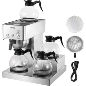 image:imageVEVOR Commercial Drip Coffee Maker 24 Cups CoffeeMaker Machine with 4 Glass Carafes and 4 Decanter Warmer Plates Stainless Steel DualHead Coffee Brewer for Restaurant Office Coffee Shop amp Home4 Warmer Plates