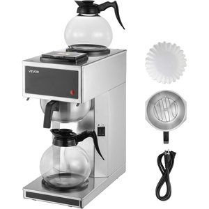 image:imageVEVOR Commercial Drip Coffee Maker 24 Cups CoffeeMaker Machine with 4 Glass Carafes and 4 Decanter Warmer Plates Stainless Steel DualHead Coffee Brewer for Restaurant Office Coffee Shop amp Home2 Warmer Plates